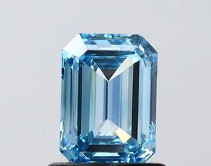 1.04ct EMERALD Fancy Vivid Blue VS1 Coloured Lab diamond