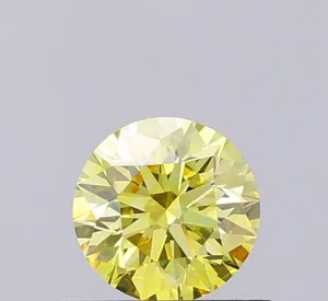 0.58ct ROUND Fancy Intense Yellow VVS2 Coloured Lab diamond