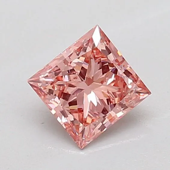0.64ct PRINCESS Fancy Vivid Pink I1 Coloured Lab diamond