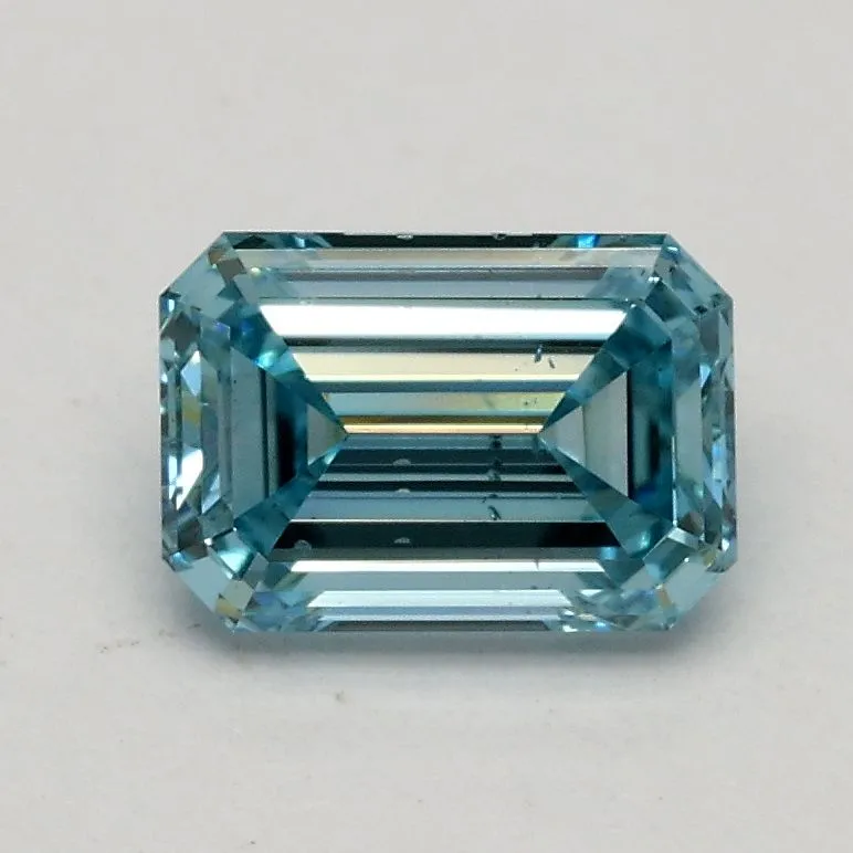 0.75ct EMERALD Fancy Vivid Blue SI1 Coloured Lab diamond