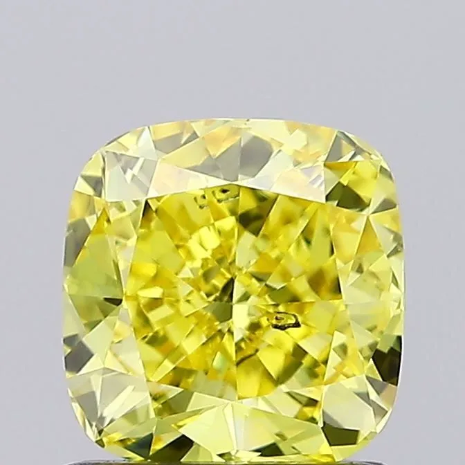 1.07ct CUSHION Fancy Vivid Yellow SI1 Coloured Lab diamond