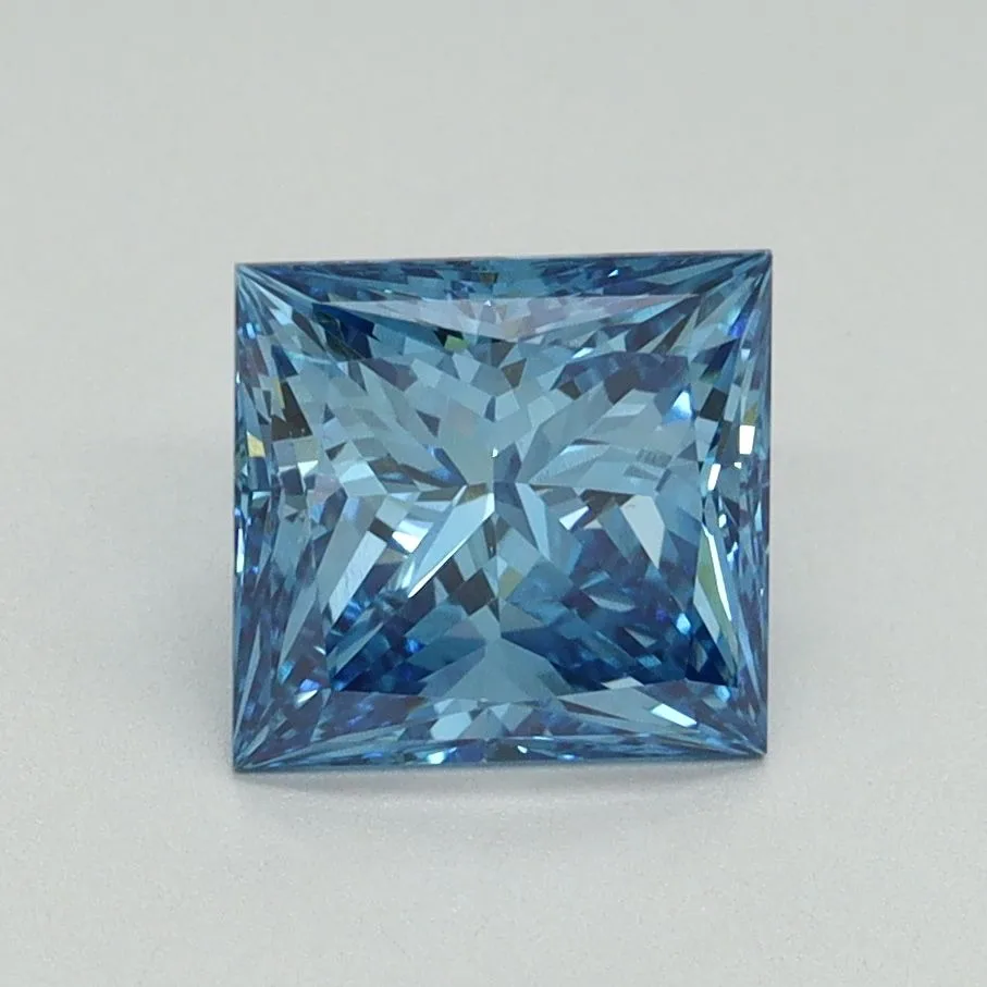 1.51ct PRINCESS Fancy Vivid Blue VS1 Coloured Lab diamond