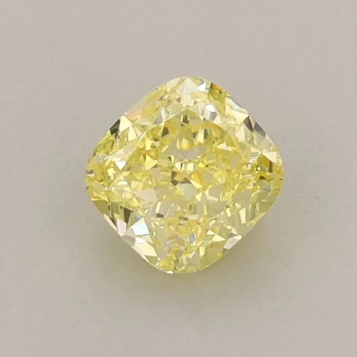 0.67ct CUSHION Fancy Vivid Yellow VVS2 Coloured Lab diamond