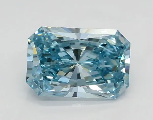 1.24ct RADIANT Fancy Intense Greenish Blue VVS2 Coloured Lab diamond