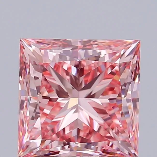 1.93ct PRINCESS Fancy Vivid Pink VVS2 Coloured Lab diamond