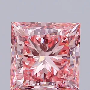 1.93ct PRINCESS Fancy Vivid Pink VVS2 Coloured Lab diamond