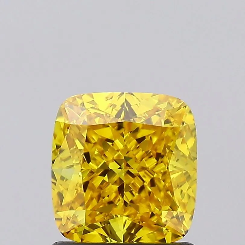 1.31ct CUSHION Fancy Vivid Orangey Yellow VS1 Coloured Lab diamond