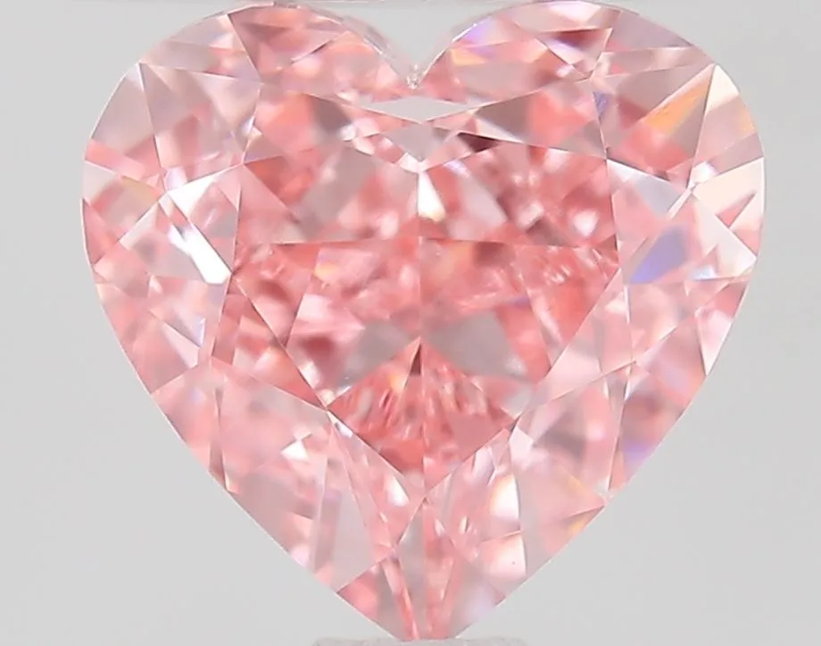 1.52ct HEART Fancy Vivid Pink VVS2 Coloured Lab diamond