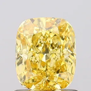 1.29ct CUSHION Fancy Vivid Yellow VS2 Coloured Lab diamond