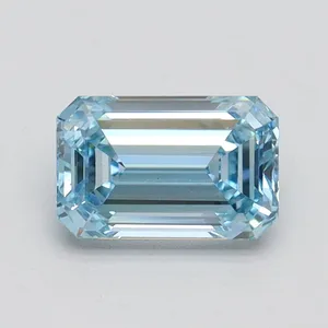 0.95ct EMERALD Fancy Intense Blue VVS2 Coloured Lab diamond