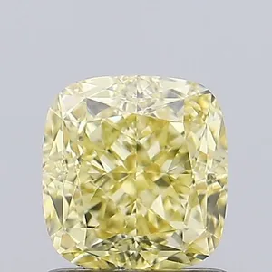 1.14ct CUSHION Fancy Intense Yellow VVS2 Coloured Lab diamond