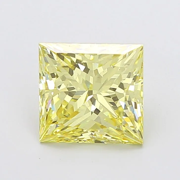 4.03ct PRINCESS Fancy Intense Yellow VS1 Coloured Lab diamond