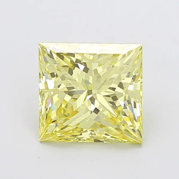 4.03ct PRINCESS Fancy Intense Yellow VS1 Coloured Lab diamond