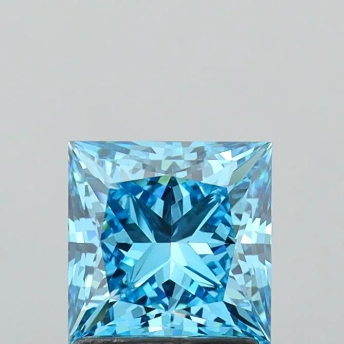 1.68ct PRINCESS Fancy Vivid Blue VVS2 Coloured Lab diamond