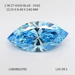 1.76ct MARQUISE Fancy Vivid Blue VVS2 Coloured Lab diamond
