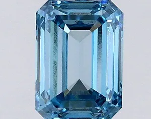 0.52ct EMERALD Fancy Vivid Blue VVS2 Coloured Lab diamond