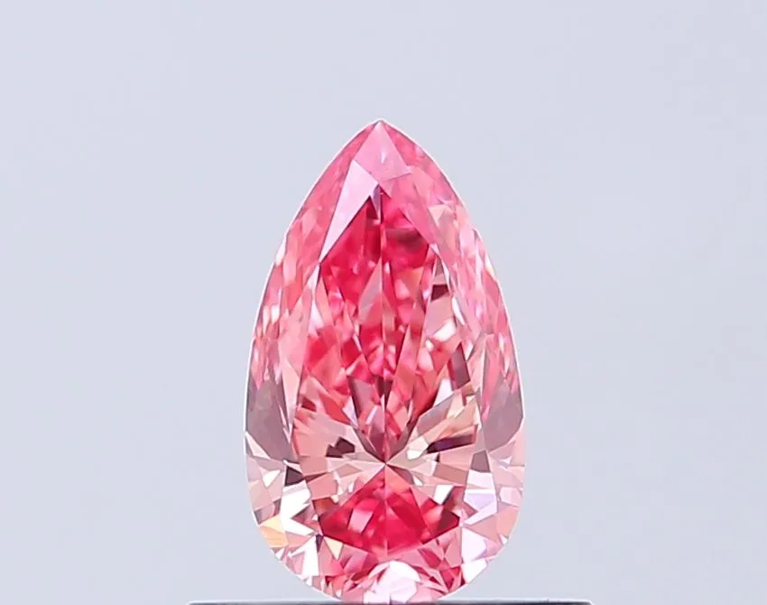0.57ct PEAR Fancy Vivid Pink VVS2 Coloured Lab diamond