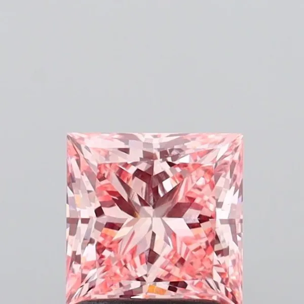 1.56ct PRINCESS Fancy Intense Pink VS1 Coloured Lab diamond