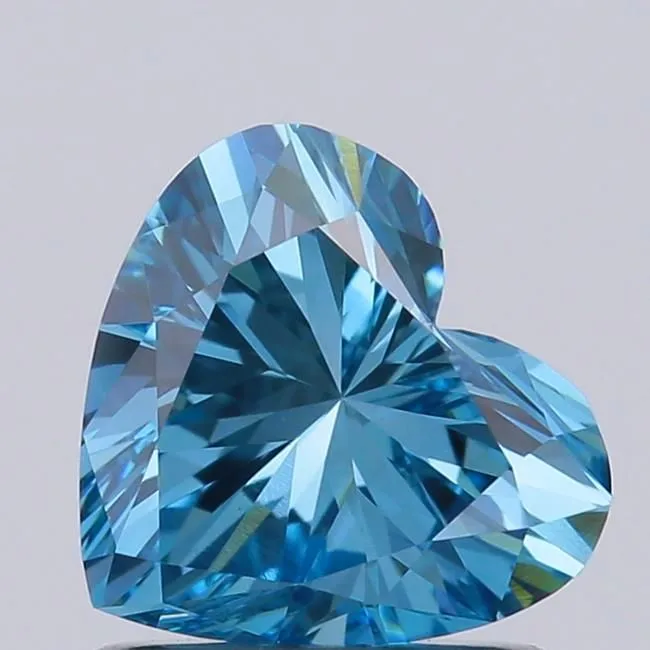 0.95ct HEART Fancy Vivid Blue VVS2 Coloured Lab diamond