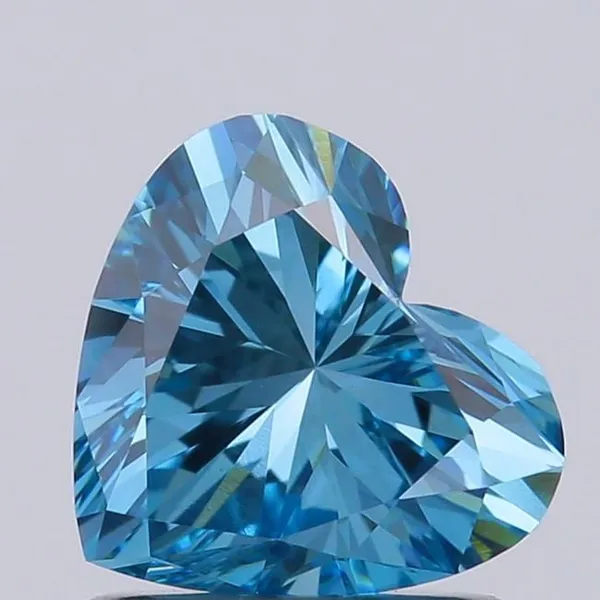 0.95ct HEART Fancy Vivid Blue VVS2 Coloured Lab diamond