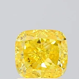 1.01ct CUSHION Fancy Vivid Yellow VS1 Coloured Lab diamond