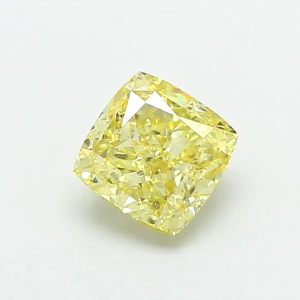 1.08ct CUSHION Fancy Intense Yellow VVS2 Coloured Lab diamond