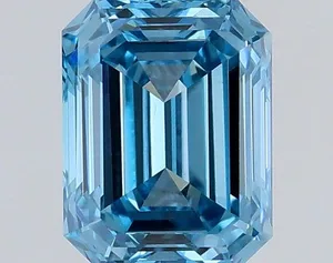 0.55ct EMERALD Fancy Vivid Blue VVS2 Coloured Lab diamond