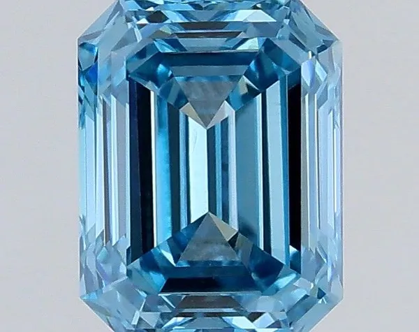 0.55ct EMERALD Fancy Vivid Blue VVS2 Coloured Lab diamond