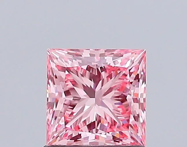 1.05ct PRINCESS Fancy Vivid Pink VVS2 Coloured Lab diamond