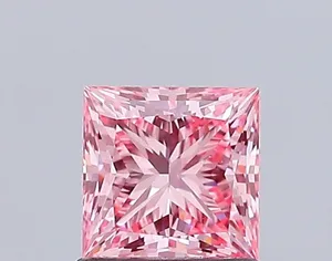 1.05ct PRINCESS Fancy Vivid Pink VVS2 Coloured Lab diamond