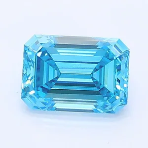 0.94ct EMERALD Fancy Vivid Blue VS1 Coloured Lab diamond