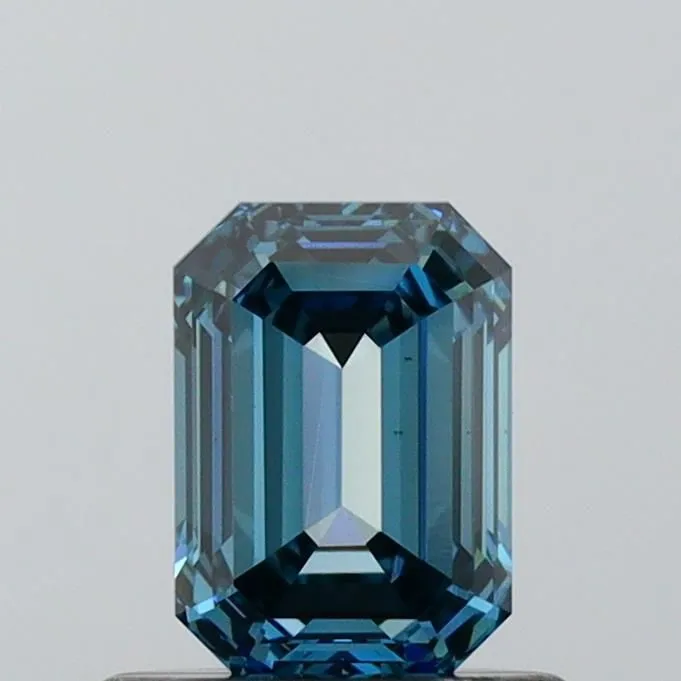 0.62ct EMERALD Fancy Vivid Blue VVS2 Coloured Lab diamond