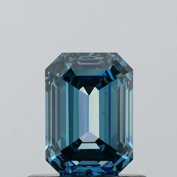 0.62ct EMERALD Fancy Vivid Blue VVS2 Coloured Lab diamond