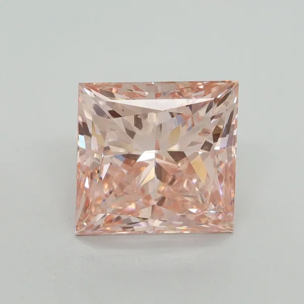 4.08ct PRINCESS Fancy Vivid Pink VS1 Coloured Lab diamond