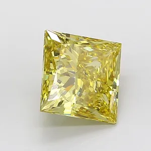 4.06ct PRINCESS Fancy Intense Yellow VS2 Coloured Lab diamond