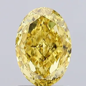 1.02ct OVAL Fancy Vivid Yellow SI1 Coloured Lab diamond