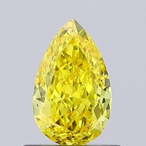 0.74ct PEAR Fancy Vivid Yellow VVS2 Coloured Lab diamond