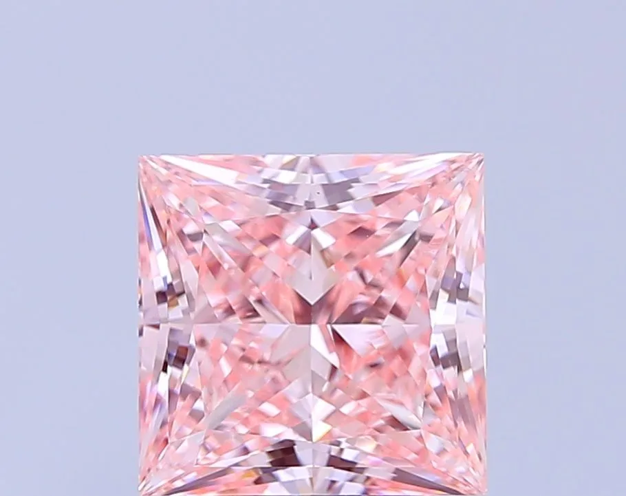 4.21ct PRINCESS Fancy Vivid Pink VVS2 Coloured Lab diamond