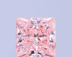 4.21ct PRINCESS Fancy Vivid Pink VVS2 Coloured Lab diamond