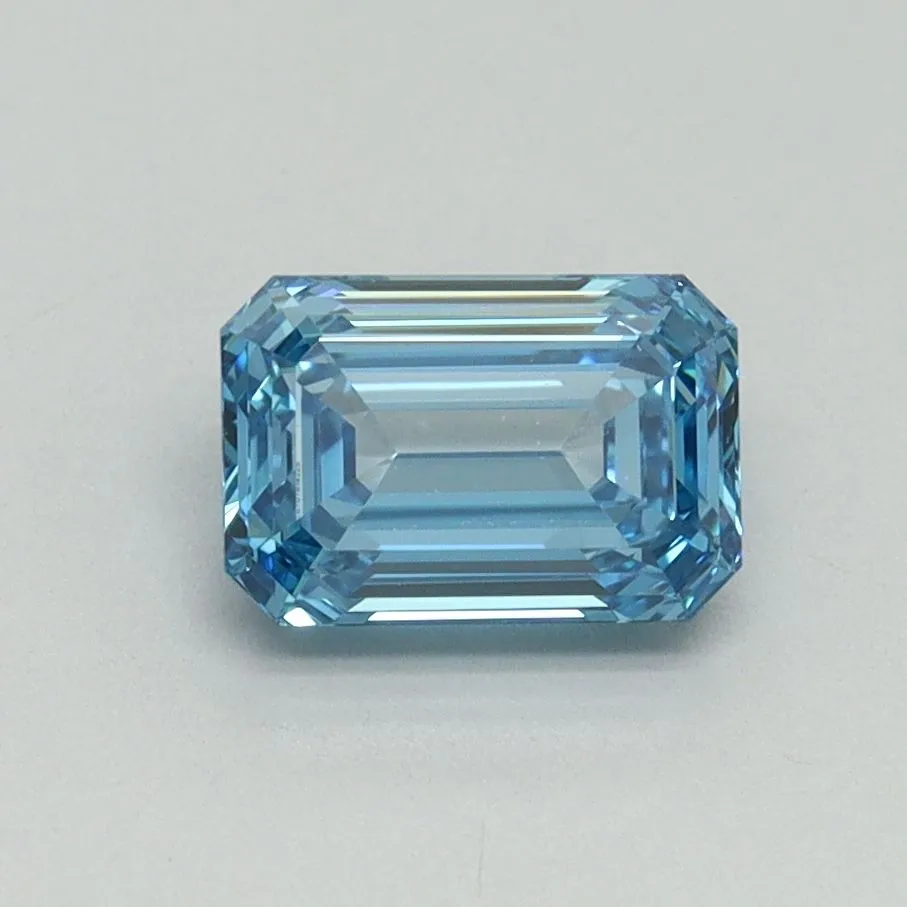1.07ct EMERALD Fancy Vivid Blue VVS2 Coloured Lab diamond