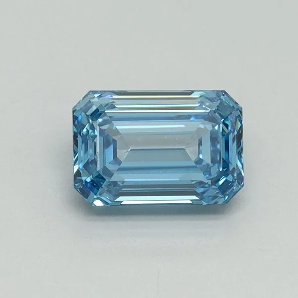 1.07ct EMERALD Fancy Vivid Blue VVS2 Coloured Lab diamond