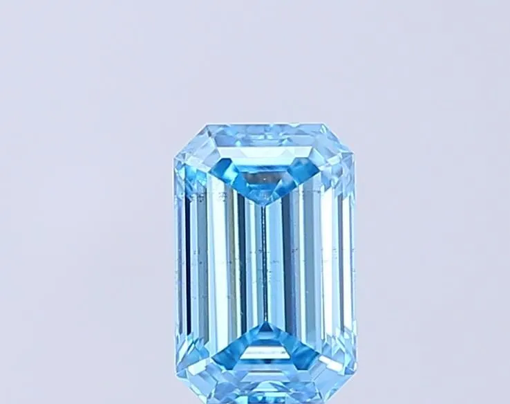 1.05ct EMERALD Fancy Vivid Blue SI1 Coloured Lab diamond