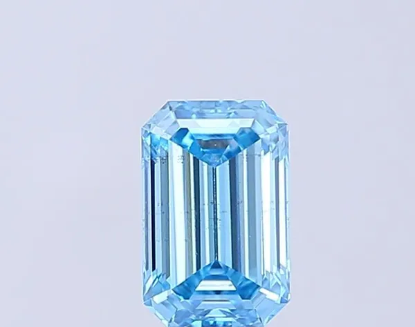 1.05ct EMERALD Fancy Vivid Blue SI1 Coloured Lab diamond