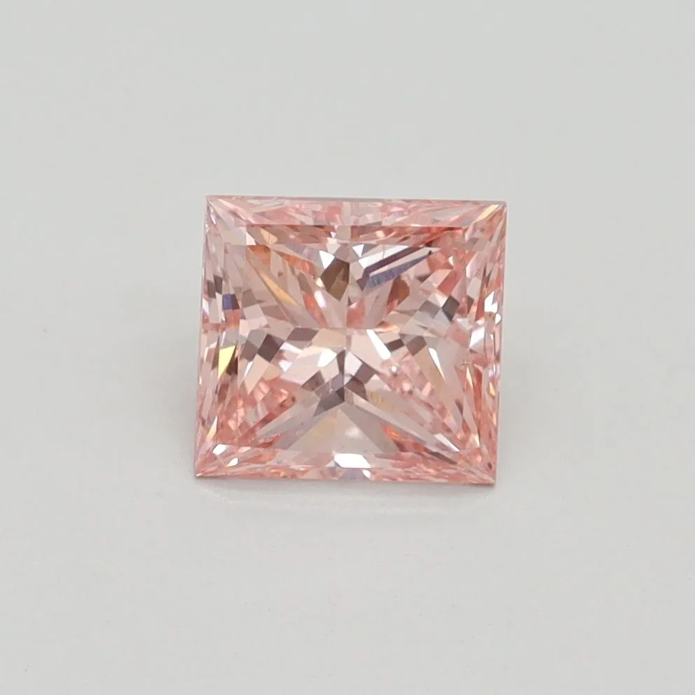 1.00ct PRINCESS Fancy Intense Orangey Pink SI1 Coloured Lab diamond