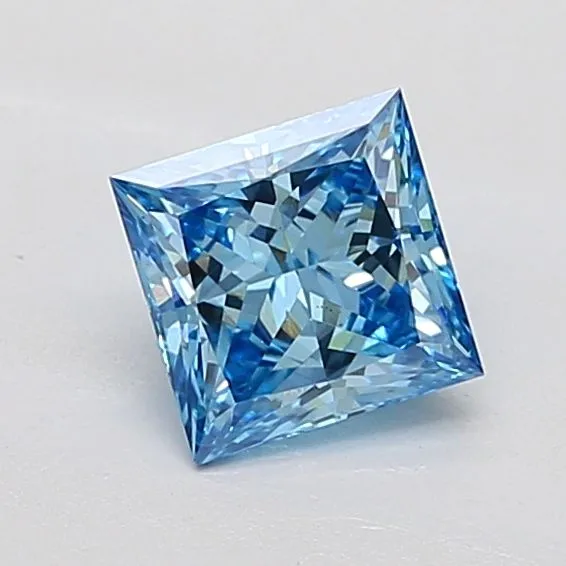 1.01ct PRINCESS Fancy Vivid Blue VS2 Coloured Lab diamond