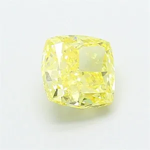 0.91ct CUSHION Fancy Intense Yellow VS1 Coloured Lab diamond