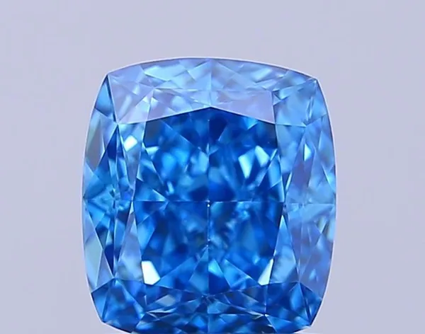 0.81ct CUSHION Fancy Vivid Blue VVS2 Coloured Lab diamond