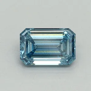 0.52ct EMERALD Fancy Vivid Blue SI2 Coloured Lab diamond