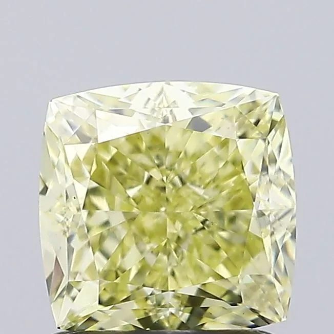 1.37ct CUSHION Fancy Light Yellow VVS2 Coloured Lab diamond
