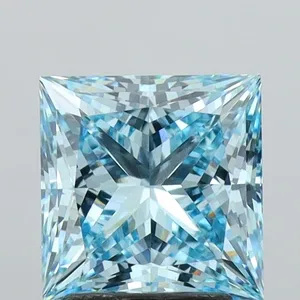 2.8ct PRINCESS Fancy Vivid Greenish Blue VS1 Coloured Lab diamond